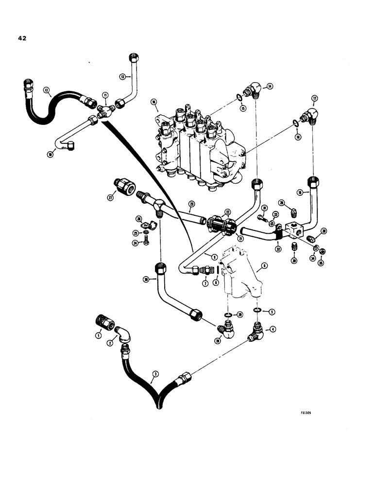 Схема запчастей Case 35 - (042) - BACKHOE INTERMEDIATE HYDS, CASE - CESNA VALVES, USED ON MDLS W/ BACKHOE SN 5251151 & AFT 