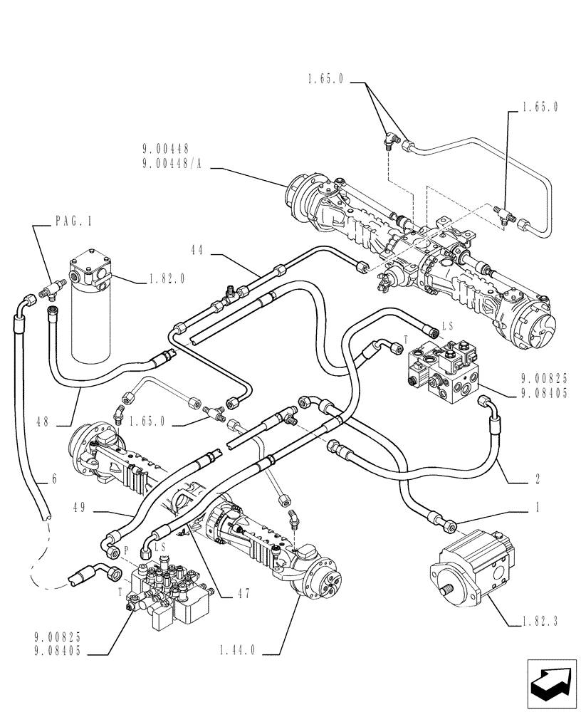 Схема запчастей Case TX945 - (1.82.6[02]) - HYDRAULIC SYSTEM PIPING (35) - HYDRAULIC SYSTEMS