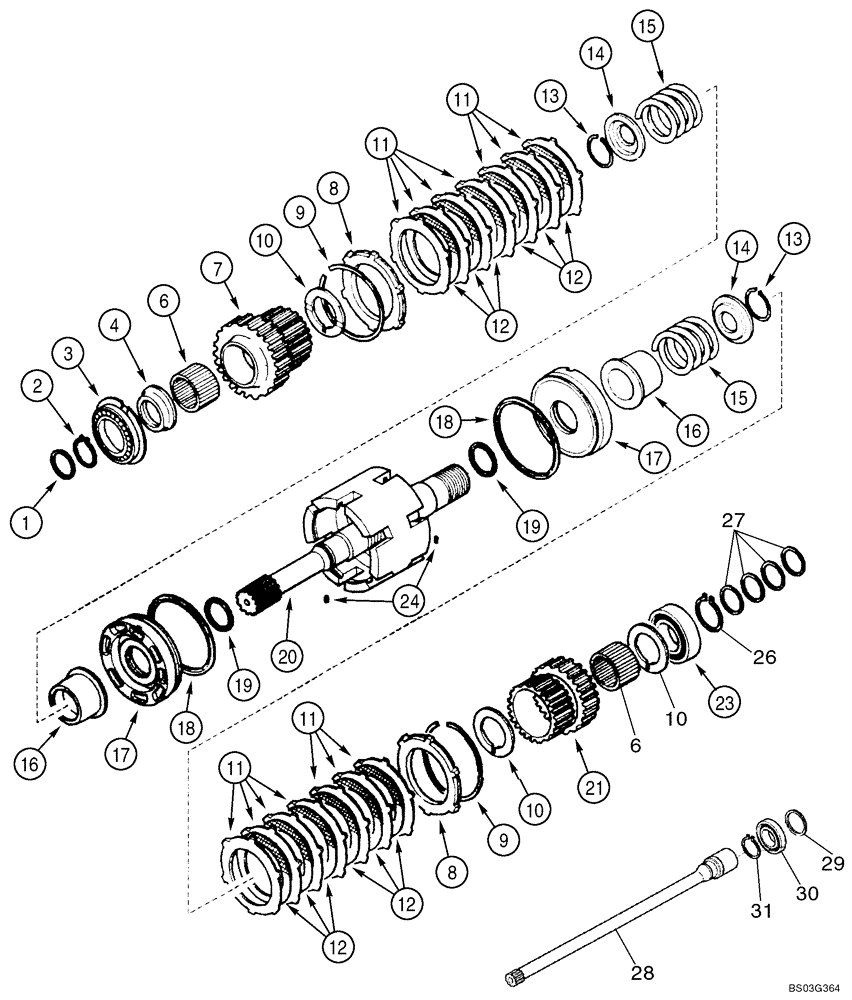 Схема запчастей Case 590SM - (06-20) - TRANSMISSION ASSY - SHAFT, INPUT (MODELS WITHOUT POWERSHIFT) (06) - POWER TRAIN