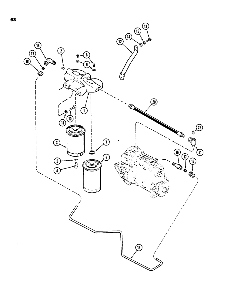 Схема запчастей Case 855C - (068) - FUEL FILTER SYSTEM, 336BD AND 336BDT DIESEL ENGINES (02) - FUEL SYSTEM