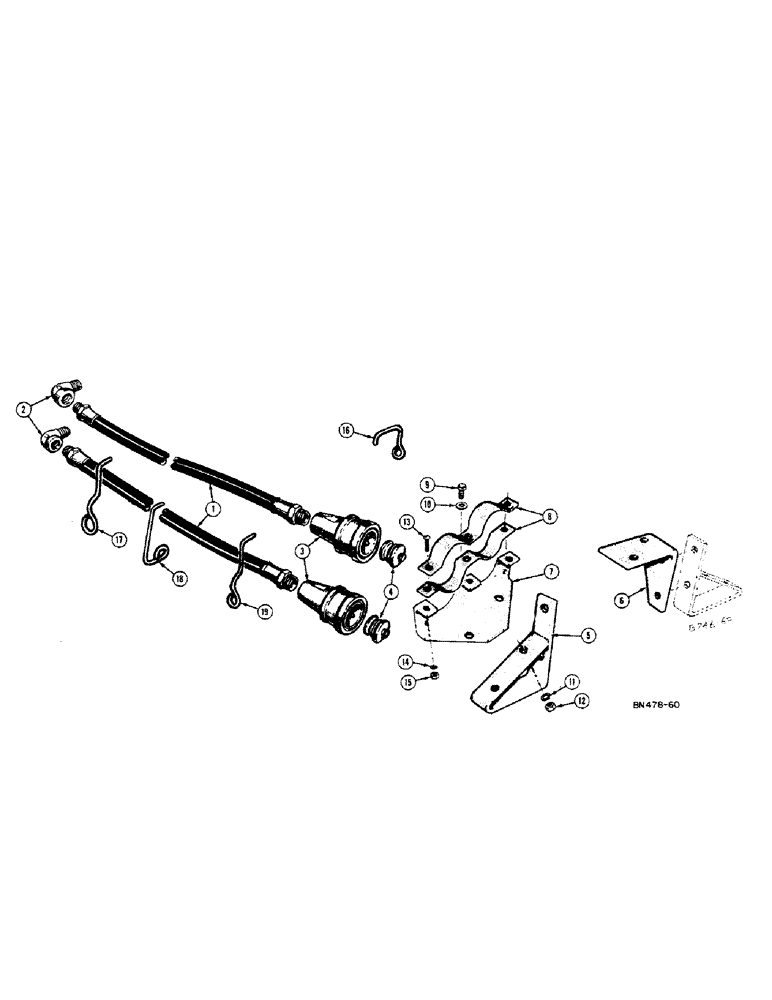 Схема запчастей Case 420BD - (150[A]) - HYDRAULIC FRONT HOSE AND COUPLING (MODEL 320B AND 420BD) 