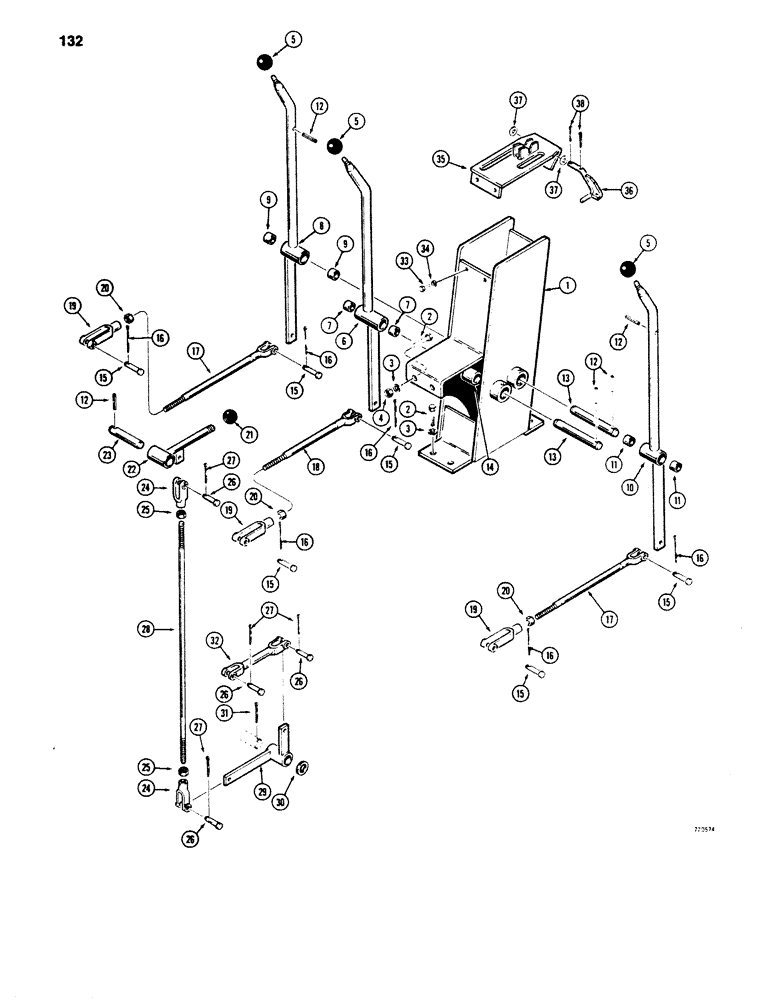 Схема запчастей Case 850B - (132) - TRANSMISSION CONTROLS (03) - TRANSMISSION