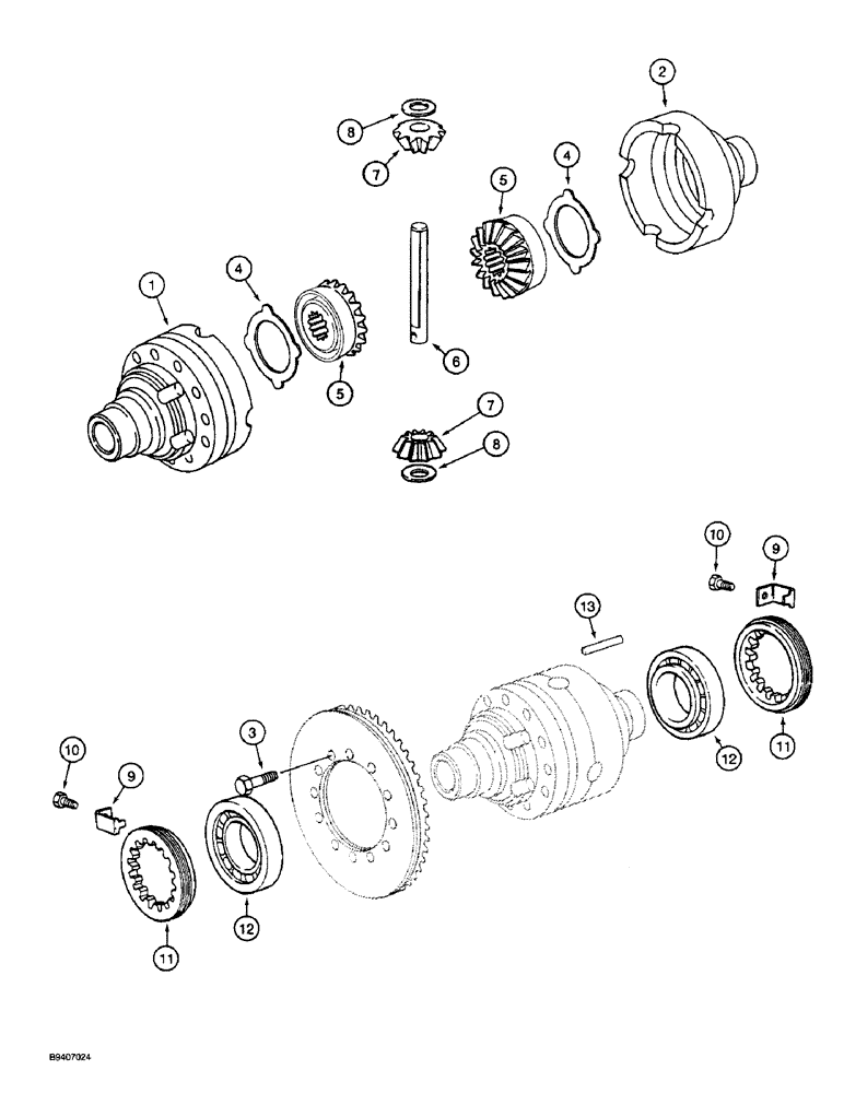 Схема запчастей Case 570LXT - (6-014) - FRONT DRIVE AXLE, DIFFERENTIAL (06) - POWER TRAIN