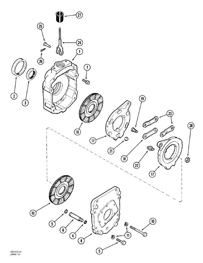 Схема запчастей Case 480F - (7-02) - TRANSAXLE, DIFFERENTIAL BRAKE HOUSING AND BRAKE (07) - BRAKES