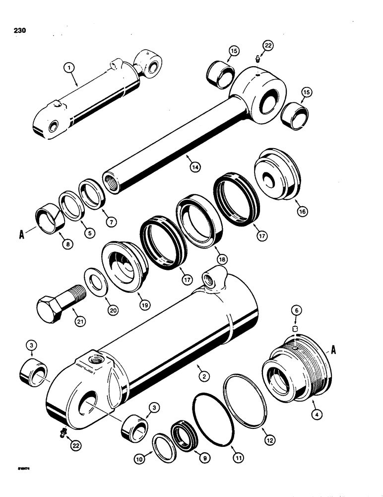 Схема запчастей Case 855C - (230) - G103467 DOZER ANGLE CYLINDERS, ANGLE TILT DOZER MODELS (07) - HYDRAULIC SYSTEM