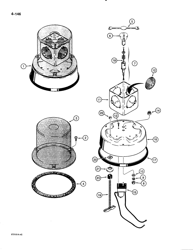 Схема запчастей Case 580K - (04-146) - ROTATING BEACON, USED ON CAB OR CANOPY MODELS (04) - ELECTRICAL SYSTEMS