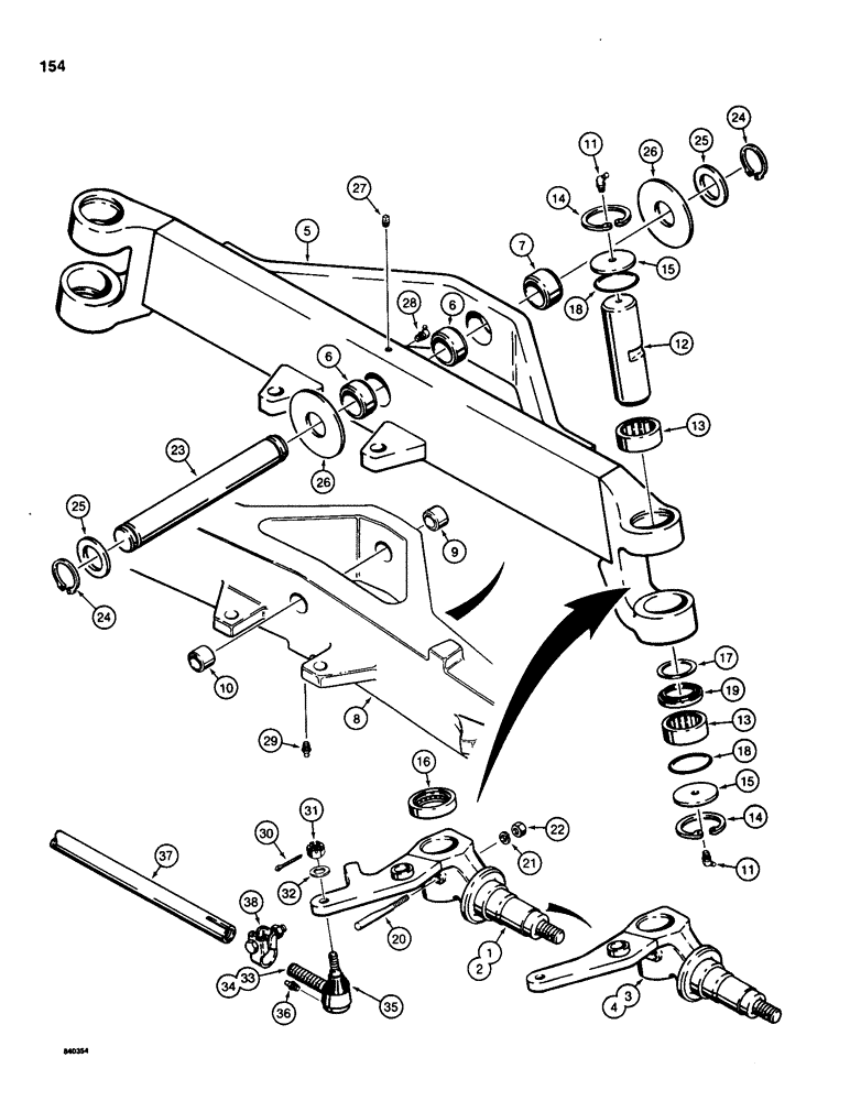 Схема запчастей Case 580D - (154) - FRONT AXLE AND SPINDLES (05) - STEERING