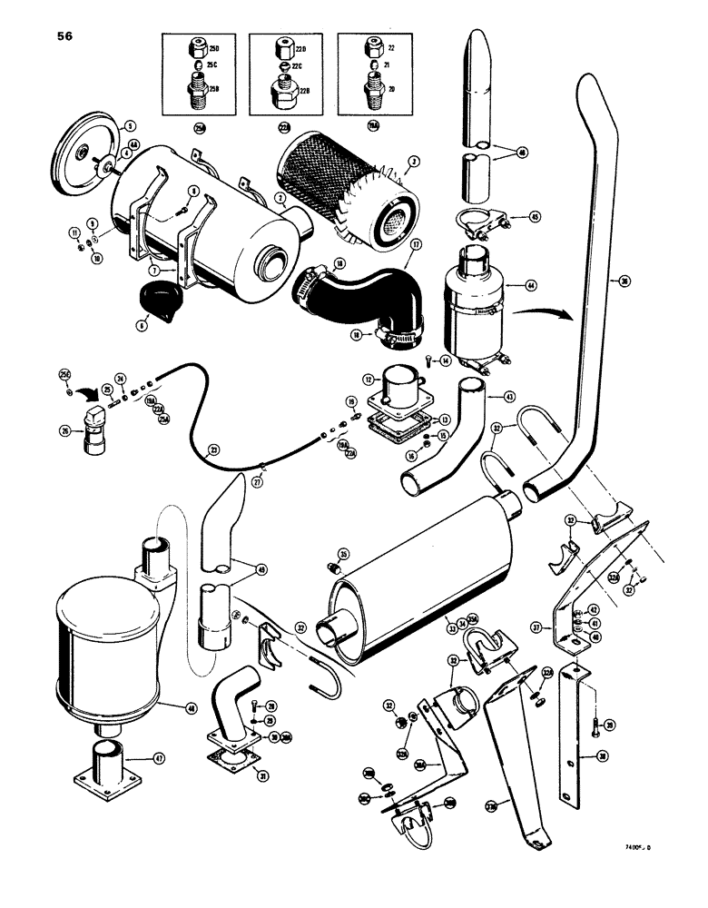 Схема запчастей Case 680E - (056) - AIR CLEANER AND MUFFLER (10) - ENGINE