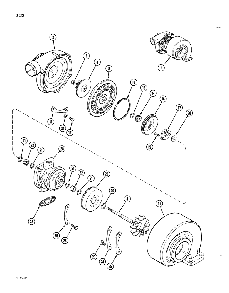 Схема запчастей Case 1086B - (2-022) - TURBOCHARGER, 6T-590 ENGINE (02) - ENGINE