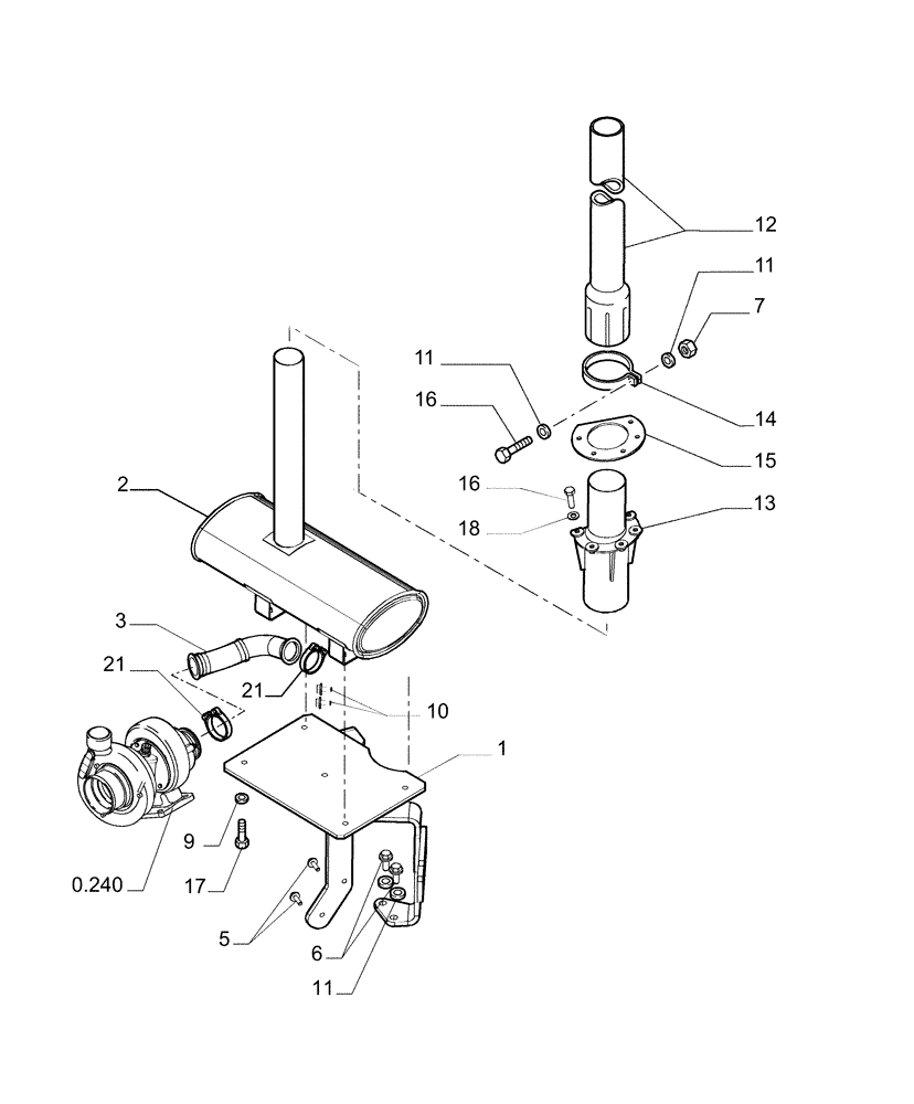 Схема запчастей Case 1850K - (0.530[01]) - MUFFLER (01) - ENGINE