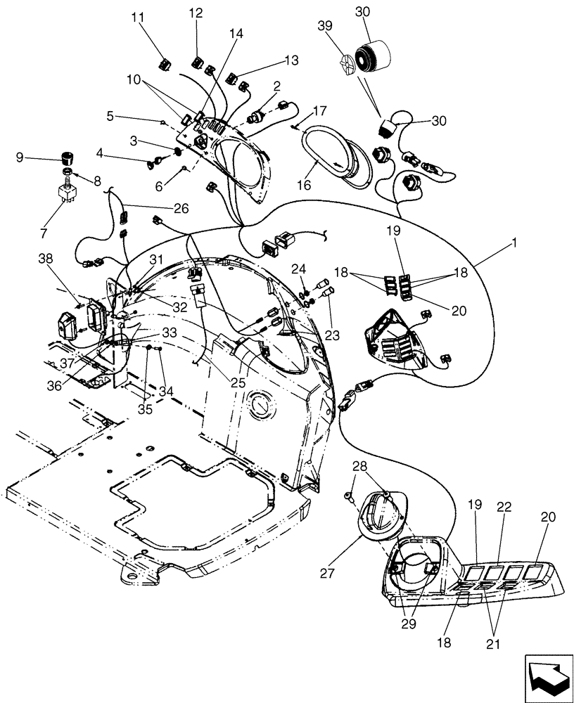 Схема запчастей Case 580SM - (55.512.16) - HARNESS, SIDE CONSOLE - SWITCHES (55) - ELECTRICAL SYSTEMS