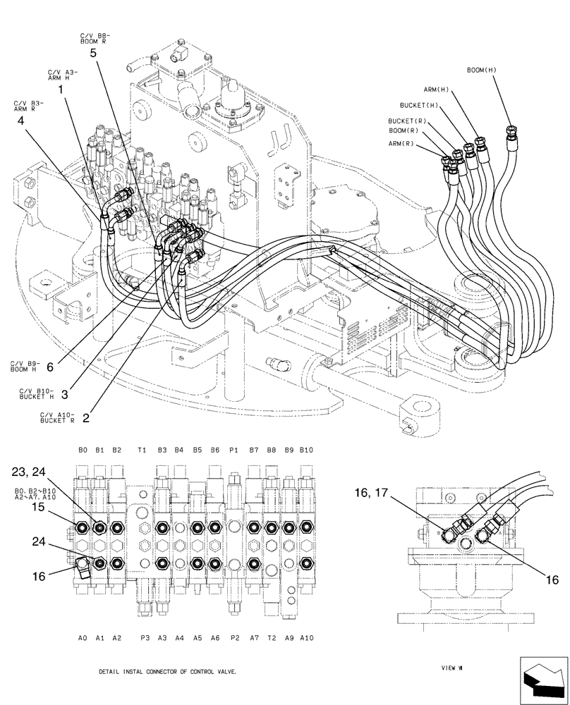 Схема запчастей Case CX36B - (01-038[01]) - HYD LINES, UPP (35) - HYDRAULIC SYSTEMS