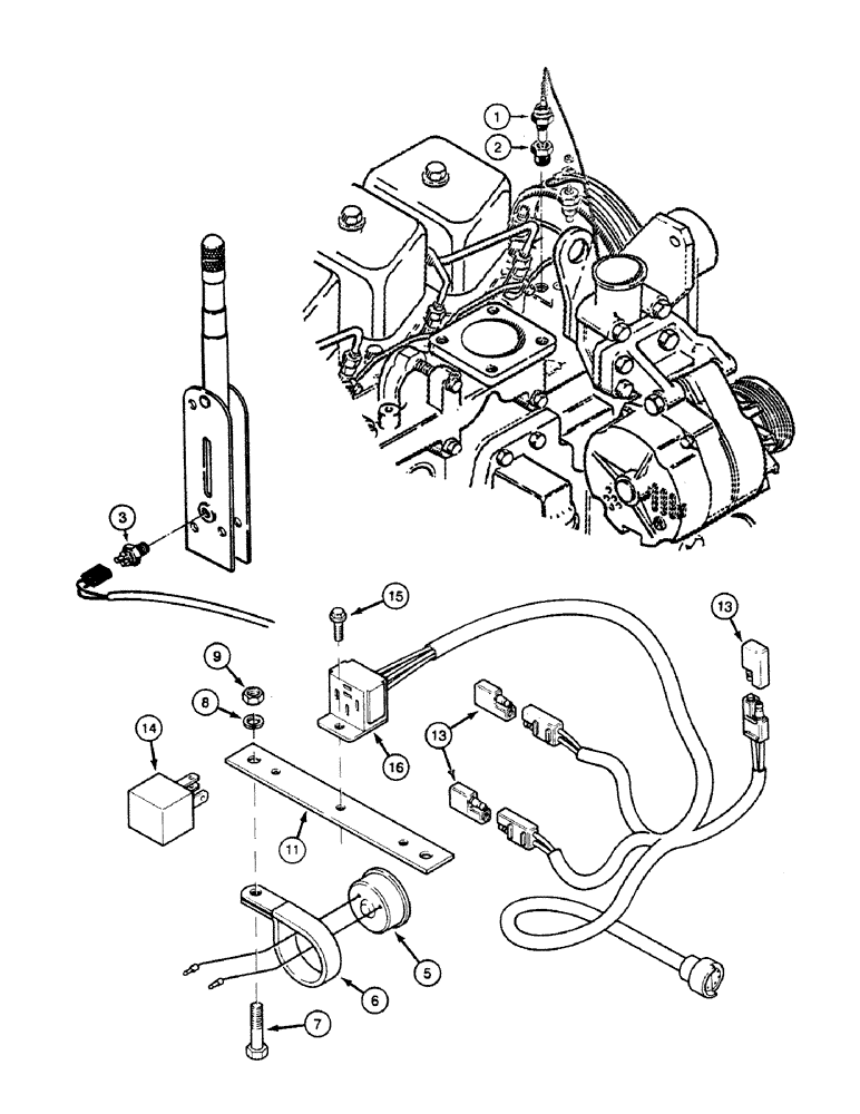 Схема запчастей Case 580SK - (4-52) - AUDIBLE WARNING ALARM, COOLANT TEMPERATURE SWITCH (04) - ELECTRICAL SYSTEMS