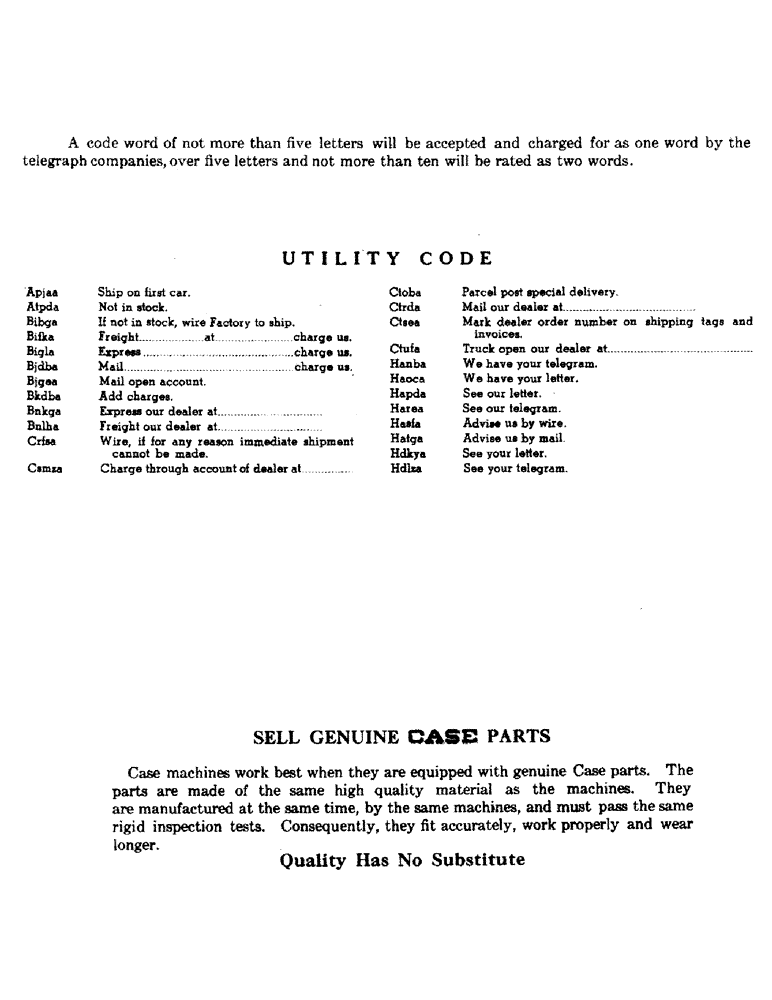 Схема запчастей Case 310 - (005) - UTILITY CODE, SELL GENIUNE CASE PARTS (00) - GENERAL