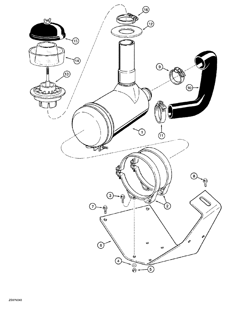 Схема запчастей Case 650G - (2-11A) - AIR CLEANER MOUNTING AND INTAKE PARTS CRAWLER P.I.N. JJG0216449 AND AFTER (02) - ENGINE