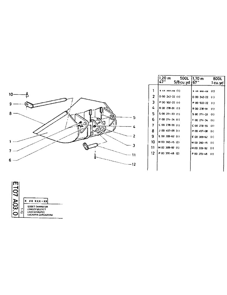 Схема запчастей Case TC45 - (112[1]) - 1.70M - 800L, - 67" - 1 CU.YD 