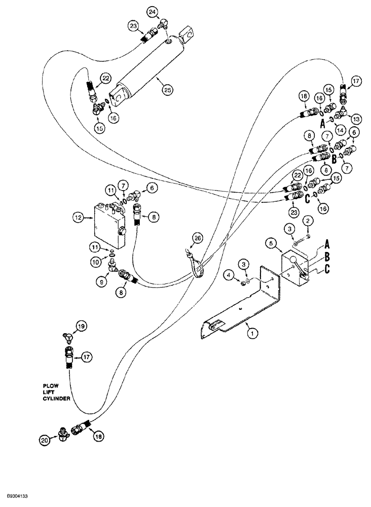 Схема запчастей Case MAXI-SNEAKER - (08-012) - SELECTOR VALVE AND ATTACHMENT LIFT HYDRAULIC CIRCUITS, PLOW AND TRENCHER (08) - HYDRAULICS