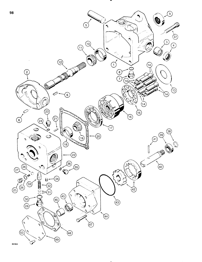 Схема запчастей Case SD100 - (098) - H596304 PROPULSION PUMP (29) - HYDROSTATIC DRIVE