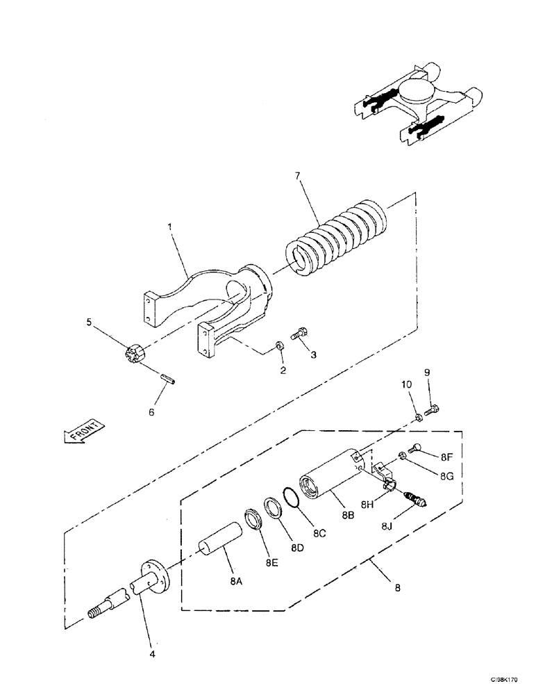 Схема запчастей Case 9007B - (5-18) - TENSION DAMPER - STEEL TRACK (11) - TRACKS/STEERING