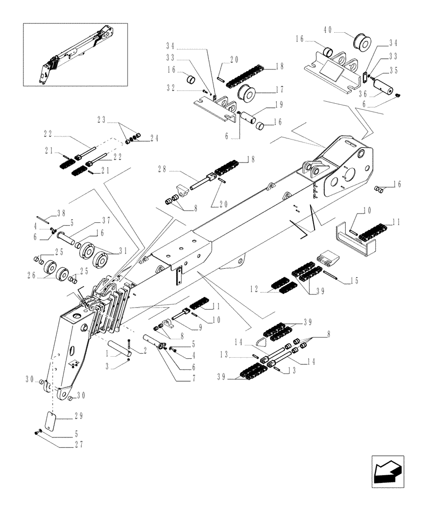 Схема запчастей Case TX1055 - (9.80092B[07]) - TELESCOPIC ARM FOR 3 FUNCTIONS (ARM 55) - OPTIONAL CODE 749060351 (83) - TELESCOPIC SINGLE ARM