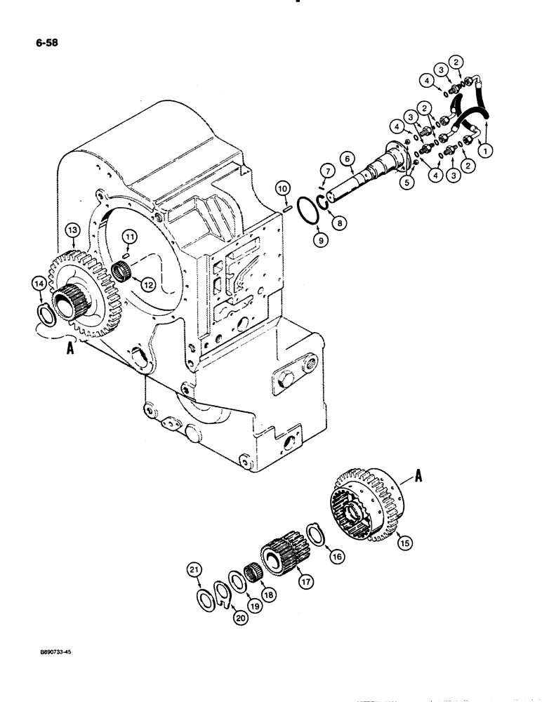 Схема запчастей Case 621 - (6-058) - TRANSMISSION ASSEMBLY, THIRD AND FOURTH CLUTCHES, P.I.N. JAK0020901 AND AFTER (06) - POWER TRAIN