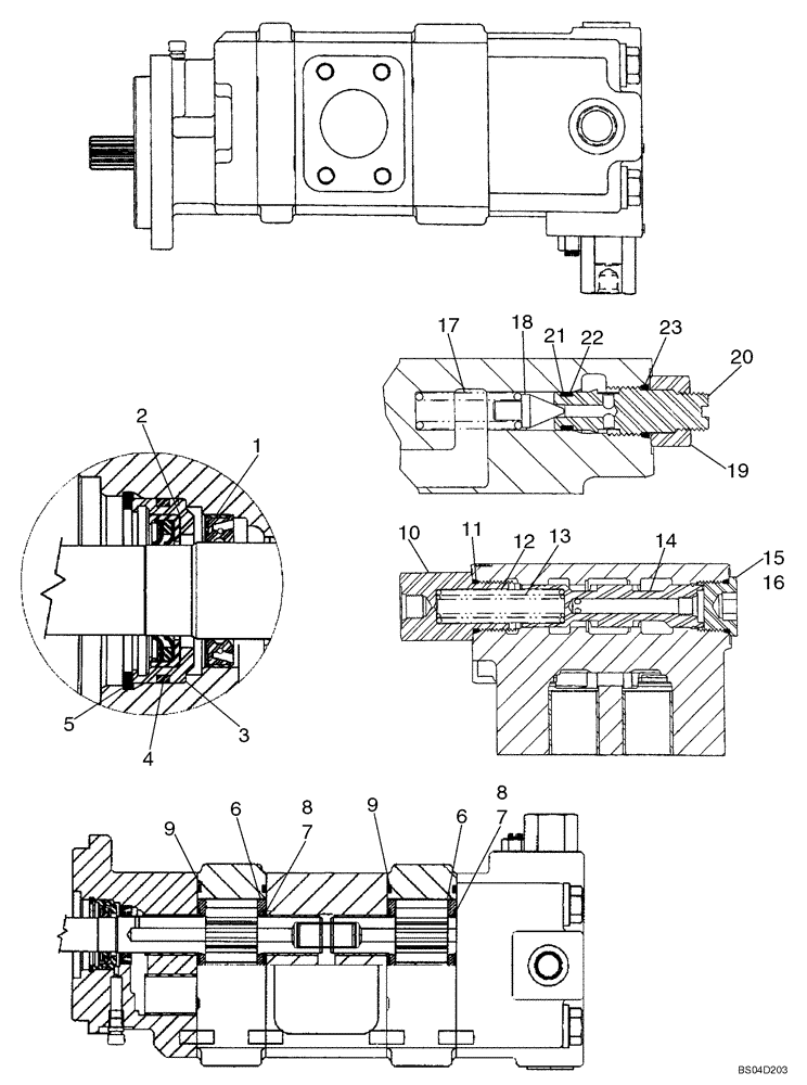 Схема запчастей Case 590SM - (08-33A) - PUMP, EQUIPMENT HYDRAULIC, 87452274 (WITH PILOT CONTROLS) (08) - HYDRAULICS