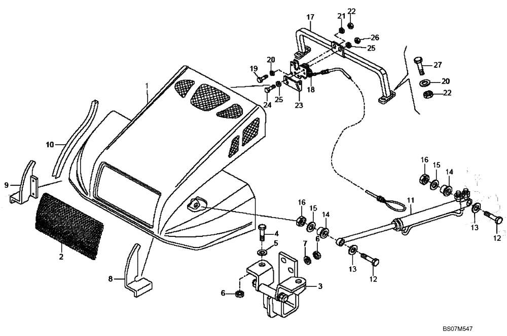 Схема запчастей Case 325 - (5.601C[01B]) - ENGINE HOOD (87641057) (10) - Cab/Cowlings