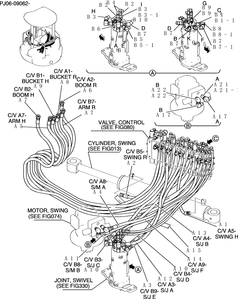 Схема запчастей Case CX50B - (100-72[1]) - HYD LINES, UPP ANGLE DOZER (86) - DOZER