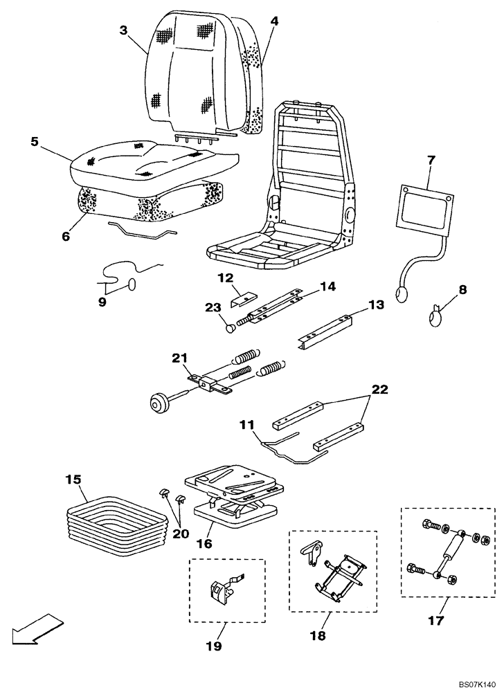 Схема запчастей Case CX130B - (09-32) - SEAT MECHANICAL (09) - CHASSIS/ATTACHMENTS