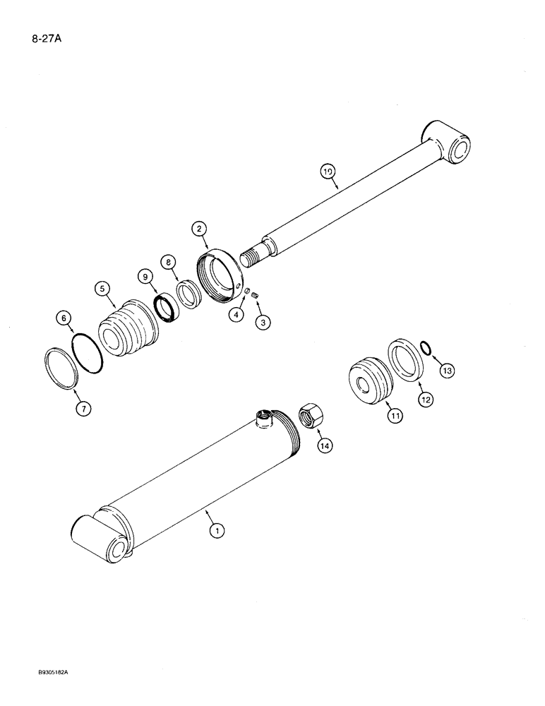 Схема запчастей Case 360 - (8-27A) - BACKFILL BLADE LIFT CYLINDER - H673703 (08) - HYDRAULICS