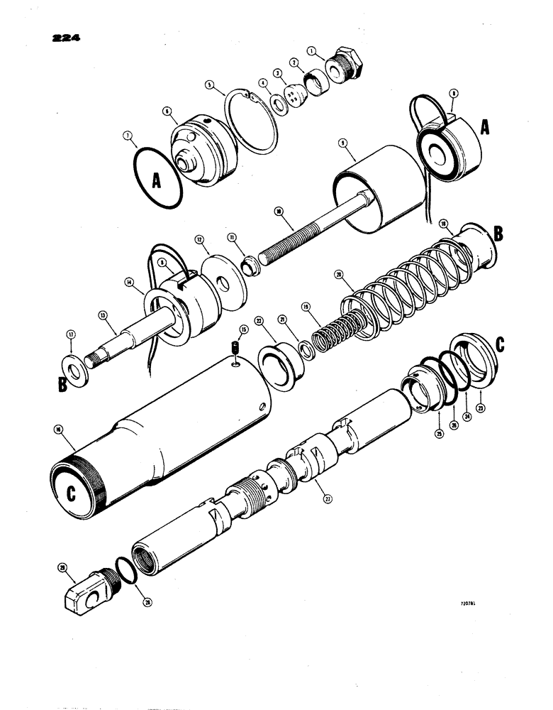 Схема запчастей Case W24B - (224) - L51805, L58355, L51863 AND L58354 LOADER CONTROL VALVE L35318 LIFT SPOOL (08) - HYDRAULICS