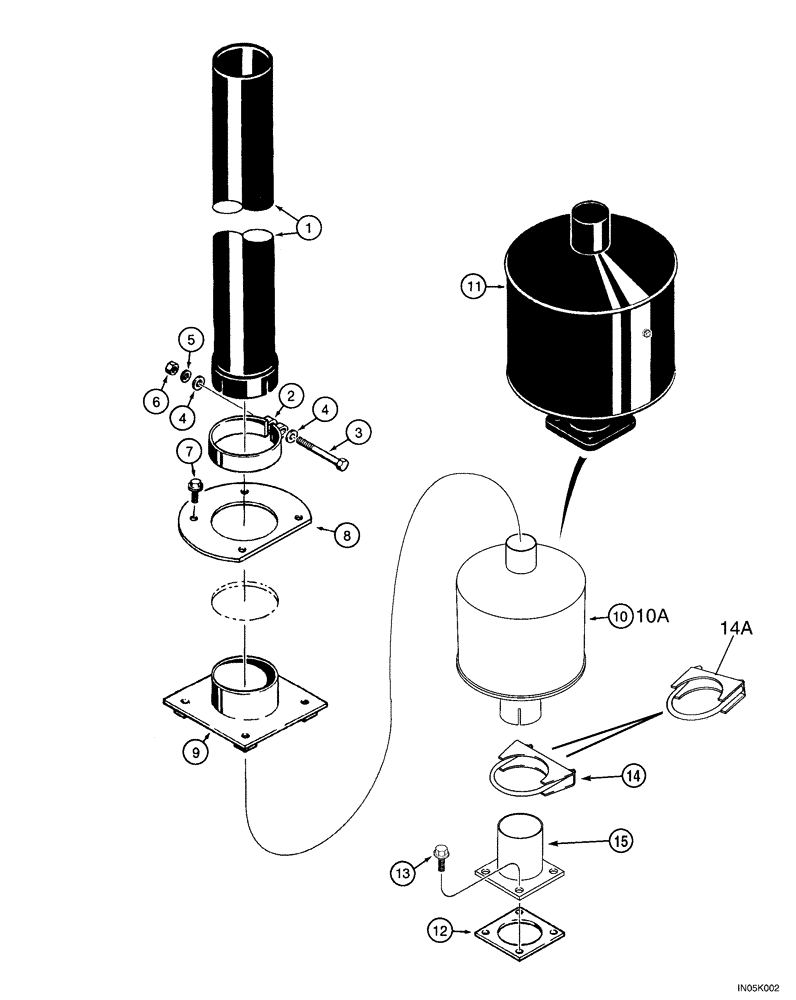 Схема запчастей Case 550H-IND - (02-07) - MUFFLER - EXHAUST SYSTEM, MODELS WITHOUT TURBOCHARGER (02) - ENGINE