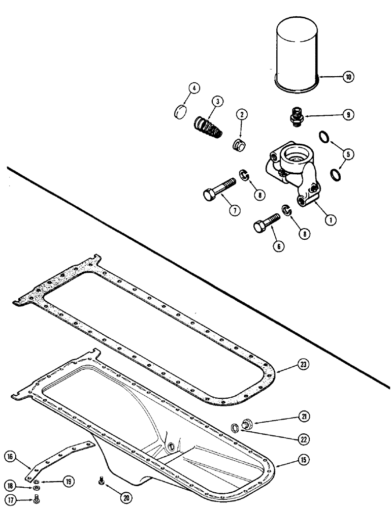 Схема запчастей Case W10E - (046) - OIL FILTER, (377B) SPARK IGNITION ENGINE, OIL PAN (02) - ENGINE