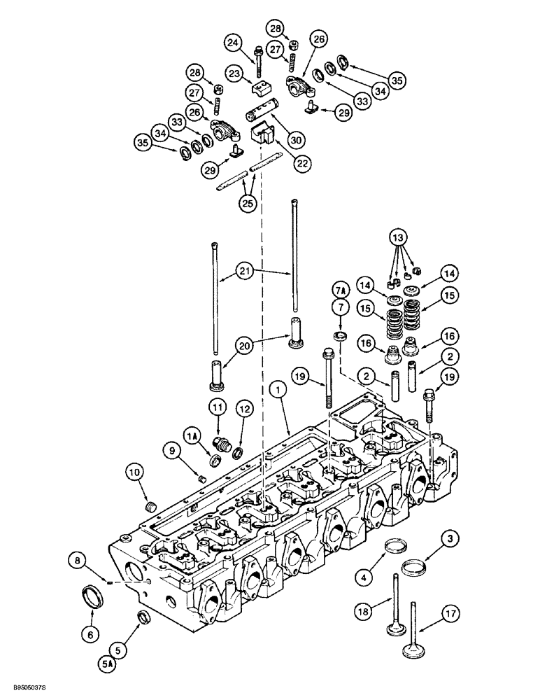 Схема запчастей Case 721B - (2-32) - CYLINDER HEAD AND VALVE MECHANISM, 6T-830 ENGINE, PRIOR TO LOADER P.I.N. JEE053200 (02) - ENGINE