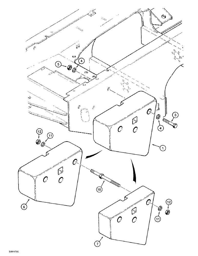 Схема запчастей Case 621B - (9-024) - COUNTERWEIGHTS, 1500 POUND TOTAL WEIGHT (09) - CHASSIS/ATTACHMENTS