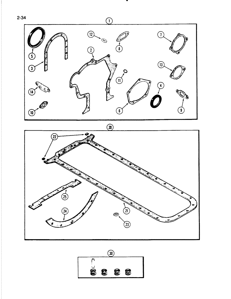 Схема запчастей Case W18B - (2-34) - ENGINE GASKET KITS, 504BD AND 504BDT ENGINE (02) - ENGINE