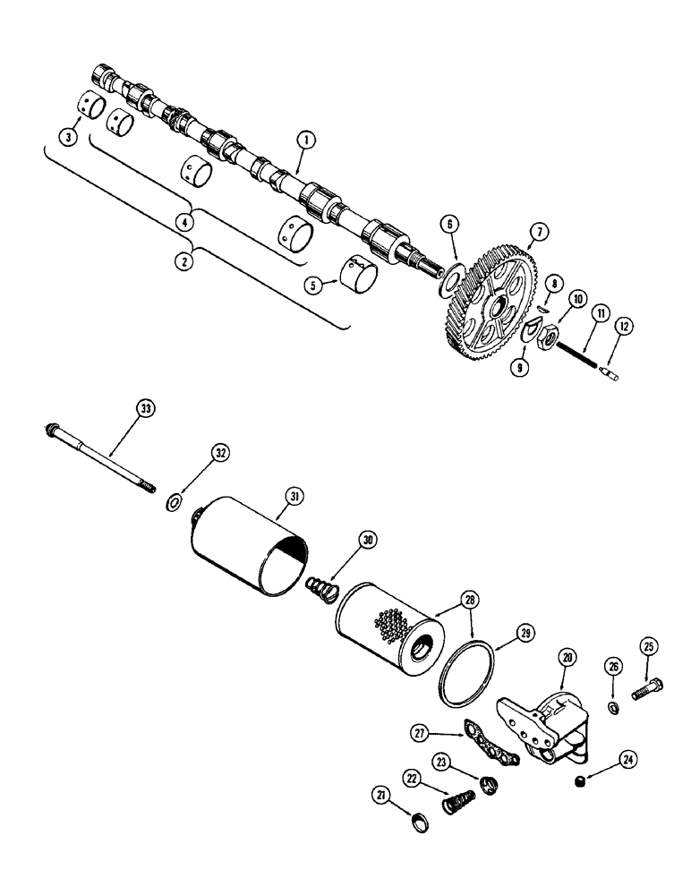 Схема запчастей Case W12 - (010) - CAMSHAFT, OIL FILTER (02) - ENGINE