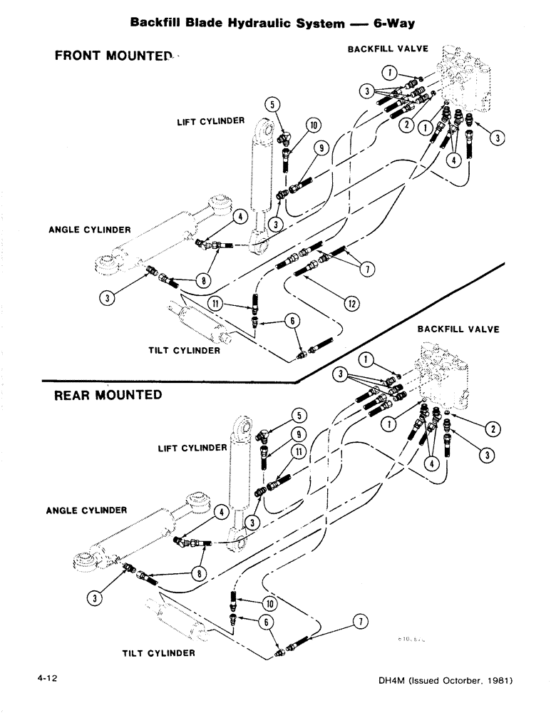 Схема запчастей Case DH4 - (4-12) - BACKFILL BLADE HYDRAULIC SYSTEM - 6-WAY, FRONT MOUNTED, REAR (35) - HYDRAULIC SYSTEMS