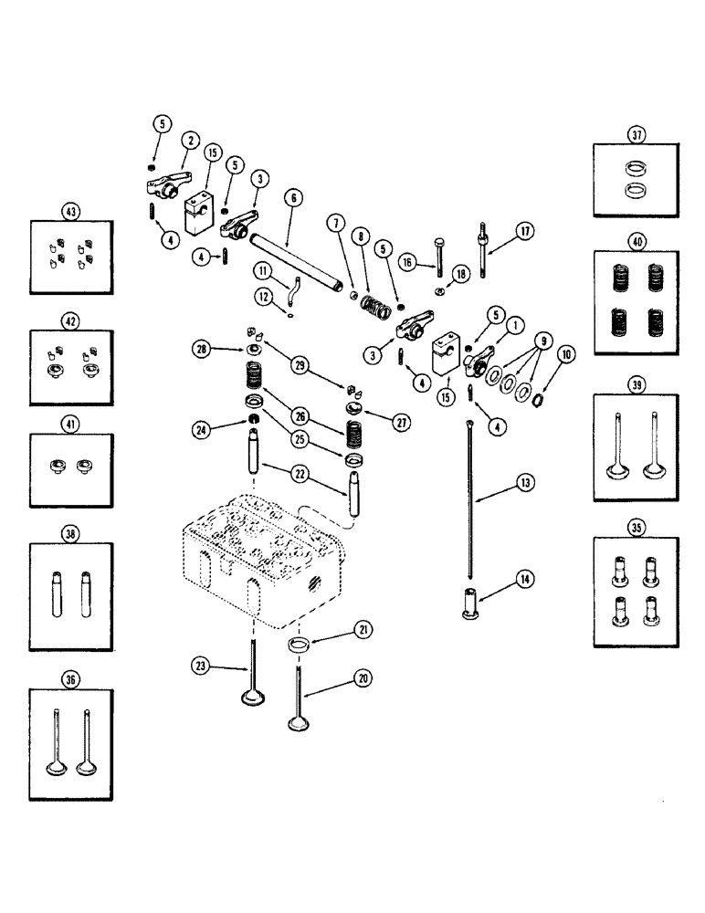 Схема запчастей Case W7 - (048) - VALVES AND VALVE MECHANISM, (284) SPARK IGNITION ENGINE W/ STAMPED ROCKER ARMS (02) - ENGINE