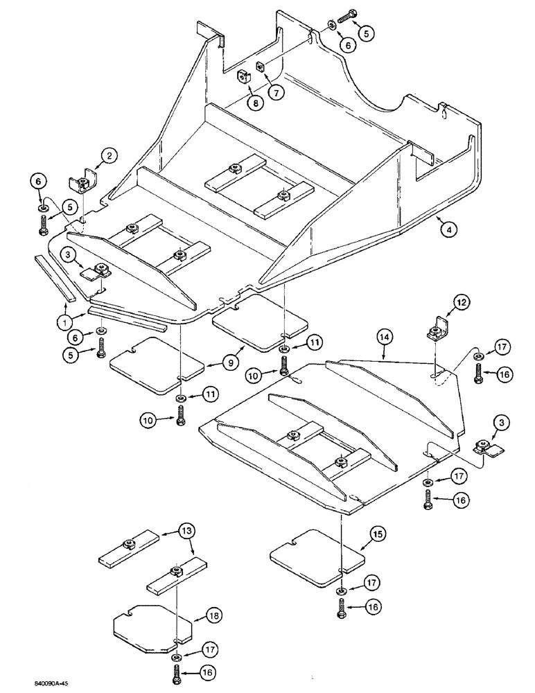 Схема запчастей Case W36 - (9-492) - DRIVE LINE GUARDS (09) - CHASSIS