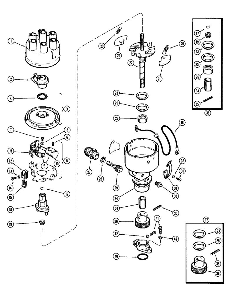 Схема запчастей Case W8B - (063C) - A34978 DISTRIBUTOR, WITH FRONT MOUNTED OIL PUMP (01) - ENGINE