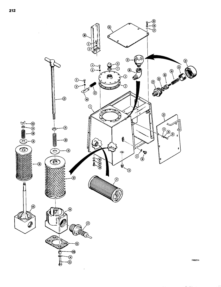 Схема запчастей Case 1150B - (212) - HYDRAULIC TANK ASSEMBLIES (07) - HYDRAULIC SYSTEM