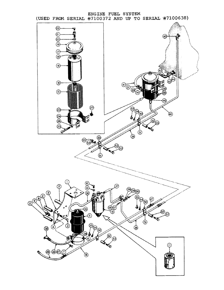 Схема запчастей Case 1000C - (054) - ENGINE FUEL SYSTEM, USED FROM SERIAL NUMBER 7100372 AND UP TO SERIAL NUMBER 7100638 (02) - FUEL SYSTEM