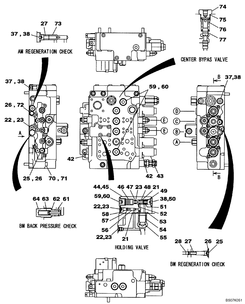 Схема запчастей Case CX130B - (08-57) - KNJ14640 VALVE ASSY - CONTROL (08) - HYDRAULICS