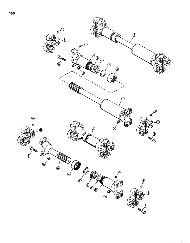 Схема запчастей Case W26B - (150) - FRONT AXLE DRIVE SHAFT (AXLE END) (06) - POWER TRAIN