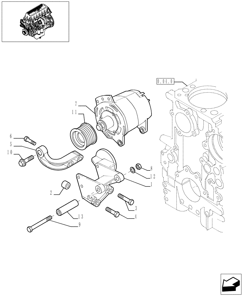 Схема запчастей Case F3AE0684P E906 - (0.40.0[01]) - ALTERNATOR (504087806) 