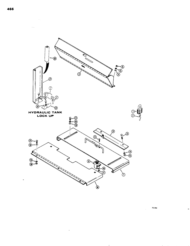 Схема запчастей Case 1150B - (466) - LOCK UP PARTS, PADLOCK AND KEY (05) - UPPERSTRUCTURE CHASSIS