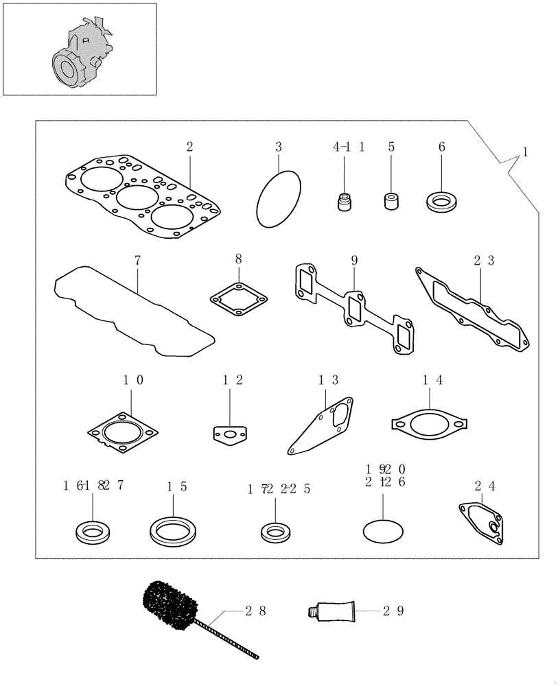 Схема запчастей Case CX27B - (0.021[02]) - GASKET SET (00) - GENERAL