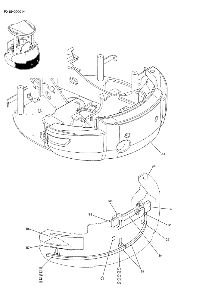 Схема запчастей Case CX36B - (01-004) - COUNTERWEIGHT INSTAL (05) - SUPERSTRUCTURE