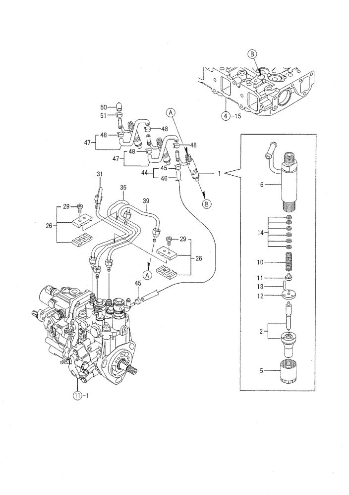 Схема запчастей Case CX36B - (08-013) - FUEL INJECTION VALVE ENGINE COMPONENTS